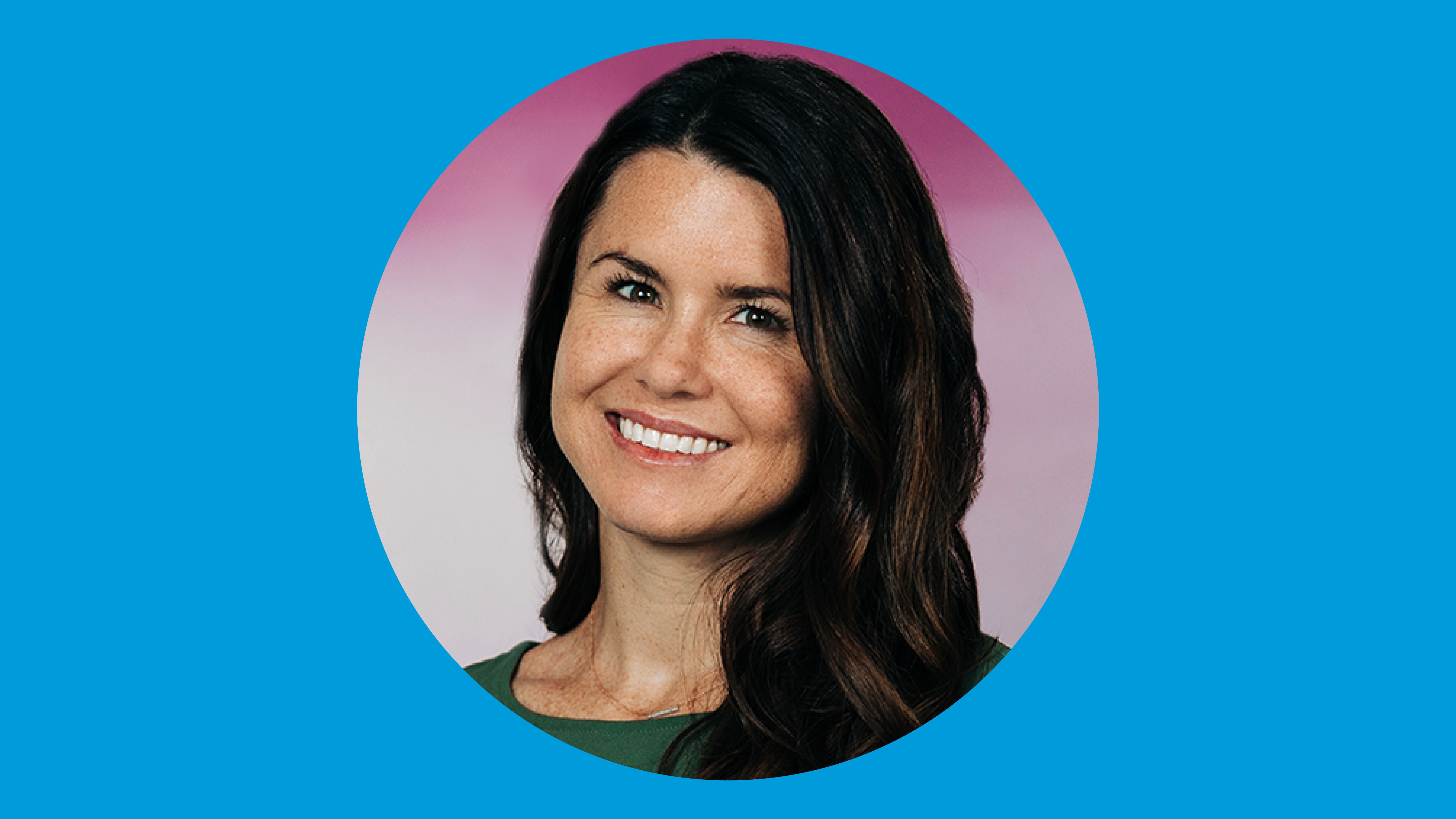A headshot of behavioral health provider Jessica Kenny, PhD, on a light blue background