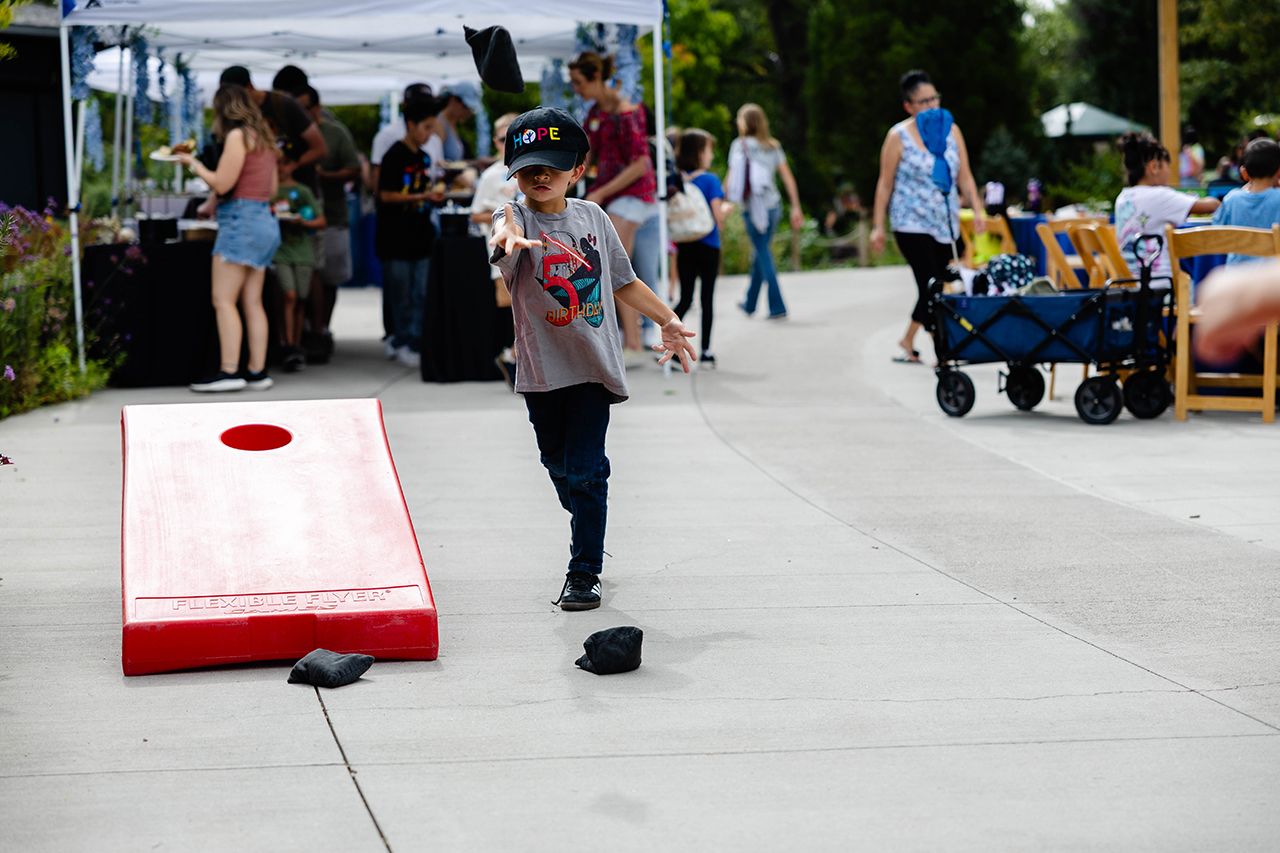 patient playing cornhole 