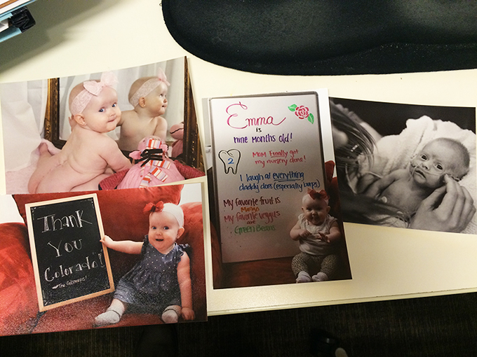 A collection of photos of baby Emma after her MMC surgery.