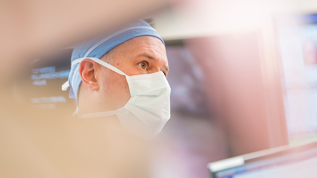 Closeup of a surgeon's face