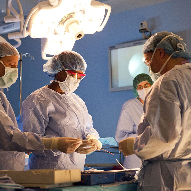 Dr. Crombleholme operates with a team of surgeons.