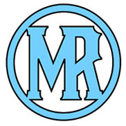 A light blue logo with the letters M and R joined together inside of a circle.