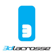 A logo of a blue shape similar to a cell phone with the number 3 in a thick white font. It says 3dlacrosse underneath it with 3d in blue and lacrosse in black.