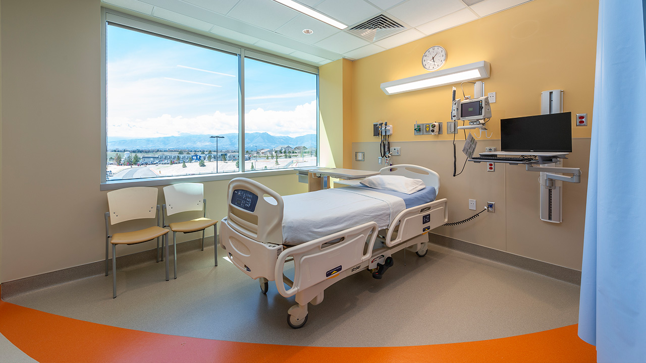Patient cancer care room at Children's Hospital Colorado, Colorado Springs