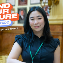 Amy Xia, a member of the Youth Council on Mental Health, poses for a photo while advocating at the Colorado State Capitol for Youth Mental Health Action Day, 2/26/26