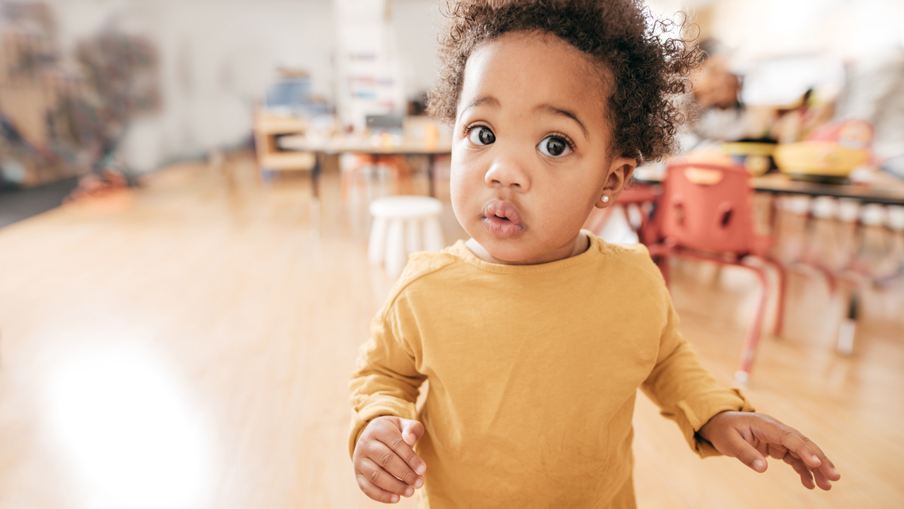 A toddler at a daycare