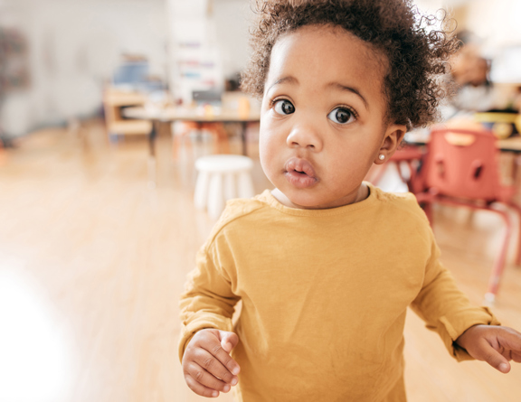 A toddler at a daycare