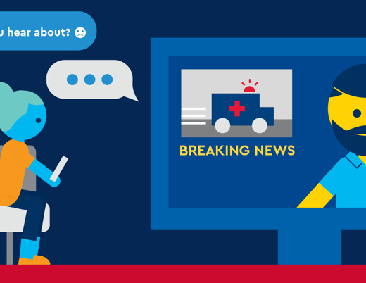 Cartoon image of a parent watching the news